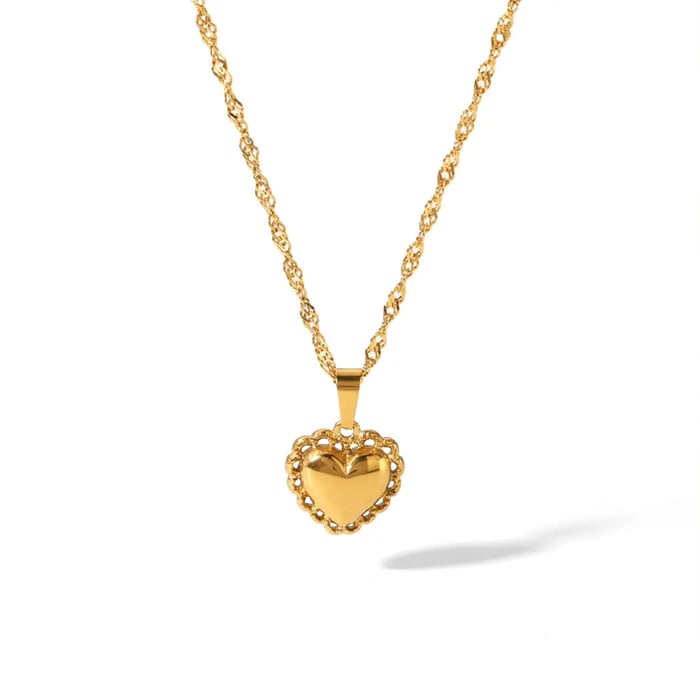 1 Piece Retro Classic Style Heart Shape Stainless Steel  Gold Color Women's Pendant Necklaces Picture2